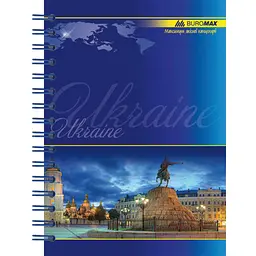 Блокнот Buromax спіраль збоку, А6, 96 аркушів, клітинка, UKRAINE, асорті (BM.2422)