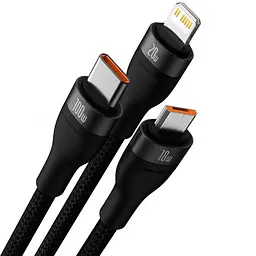 Дата кабель Baseus Flash Series 2 USB to MicroUSB-Lightning-Type-C 100W (1.2m) (CASS03000) Black - мініатюра 2