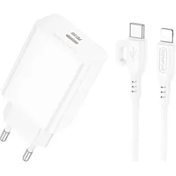 Зарядний пристрій BOROFONE USB-C PD20W + cable USB-C to Lightning white (6941991111419)
