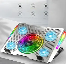 Охолоджувальна підставка для ноутбука до 18 дюймів GamePro GPCP-1270 RGB 2xUSB 5xfans - мініатюра 3