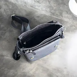 Чоловіча сумка через плече GS 23*20*7 см шкіряна флотар чорна (АУ 001 черн Ф) 200 мм - мініатюра 5