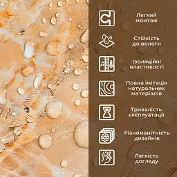 Декоративна плита Sticker Wall ПВХ 600х600х3мм Онікс S SW-00001621 - мініатюра 4