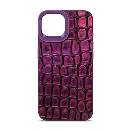 Кожаный чехол для Apple iPhone 15, Harder Kaiju Skin, фиолетовый, термополиуретан ТПУ + экокожа с эффектом текстуры монстра, панель, защита корпуса, противоударный, микрофибра, рамка вокруг камеры, защита всего корпуса, (ARM76836)