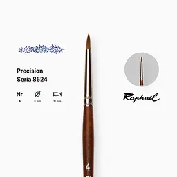 Пензель синтетика кругла (імітація соболя) Raphael Precision, №4, для ретуши, коротка ручка - мініатюра 2