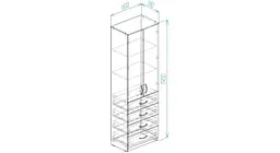 Шафа Анжело Ferrum-decor на 3 полиць з 2 дверима та 4 ящики 1900x600x380 ДСП Дуб Сан-Марино 16 мм (FRD-104990) - мініатюра 4