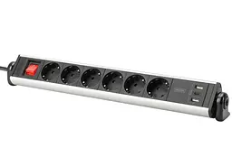 Мережевий фільтр-подовжувач DIGITUS DA70624 Office, 6xSchuko 16A, 3xUSB 2A, 3680 Вт, 1.5 м