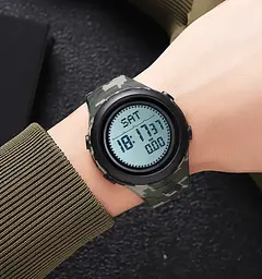 Годинник чоловічий наручний спортивний Skmei 2166 Compass з компасом і крокоміром (Камуфляж з білим) - мініатюра 4