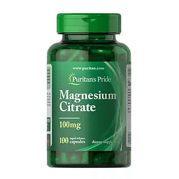 Магній Puritan's Pride 100 мг (Citrate) - 100 капсул, для м’язів і нервової системи