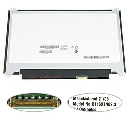 Матриця 11.6 B116XTN02.3 (1366*768 30pin(eDP) LED SLIM(вертикальні вушки по краях) глянць роз'єм праворуч знизу) для ноутбука