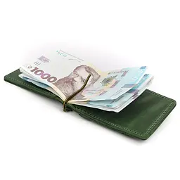 Затискач із монетницею шкіряний зелений TARWA 11.5х8х1 см acs0032186 - мініатюра 4