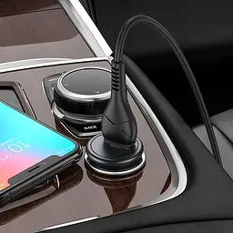 Адаптер автомобільний алюмінієвий HOCO Z43 Mighty + кабель Micro USB 18W чорний - мініатюра 7