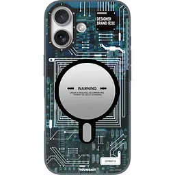 Чохол YoungKit Futuristic Circuit Board with Magnetic Ring для Apple iPhone 17 Blue [168253]