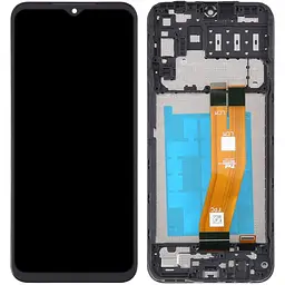 Дисплей Samsung A145 Galaxy A14 4G чорний, жовтий шлейф, з рамкою