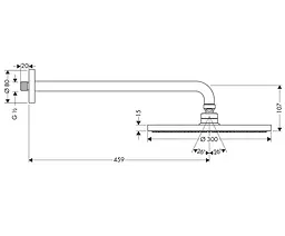 Верхній душ Hansgrohe Raindance S 300 1jet з тримачем 46 см 27492000, Хром - мініатюра 2