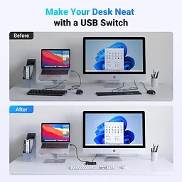 Комутатор UGREEN US216 2 In 4 Out USB 2.0 Switch Box 1.5 м Black (30767) - мініатюра 6