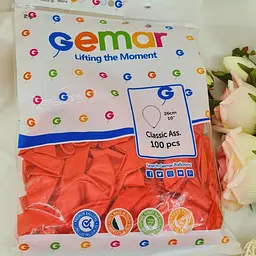 Надувні повітряні кульки Gemar 26 см (10") 100 шт наповнення повітрям або гелієм перламутровий Червоний - мініатюра 2