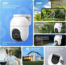 WiFi камера EZVIZ C8c 2MP, поворотна 360°, нічне бачення, трекінг, звук - мініатюра 9