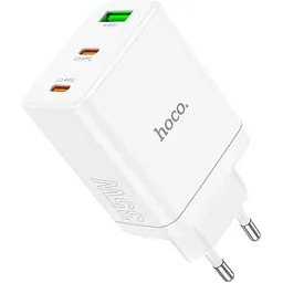 Мережевий зарядний пристрій Hoco N33 USB-A / 2 х USB-C 35W White [124887] - мініатюра 2