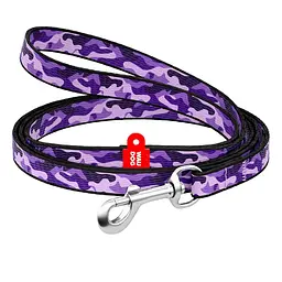 Повідець для собак нейлоновий Waudog Nylon малюнок Фіолетовий камо XS Ш 10 мм Дл 122 см