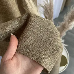 Легкі лляні штори кавового кольору 2шт. 150х270 з білим шифоновим тюлем 400х270, на тасьмі ALBO pbe0052630 - мініатюра 4