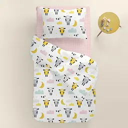 Дитяча постільна білизна в ліжечко SHEEPS CS7, жовтий (SheepYellowGreyBeige_DropRose_140) - мініатюра 2