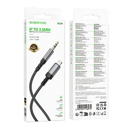 Аудіо кабель Borofone BL24 Graceful Lightning-AUX 3.5мм 1 м Metal Grey (36880_3609466) - мініатюра 3