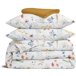 Комплект постільної білизни Cosas Botanic charm CS5 Сімейний білий (BotanicCharm_El180x30-16Mustard_160x2)