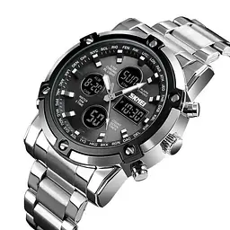 Наручний годинник чоловічий Skmei 1389 Silver - Black, 1389SIBK (12322) - мініатюра 2