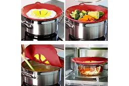 Силіконова кришка від википання Spill Stopper діаметр 28 см червона - мініатюра 4