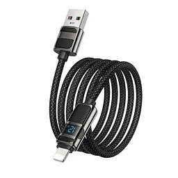 Дата кабель Hoco U137 Line with display USB to Lightning 2.4A/12W (1.2m) Black - мініатюра 4