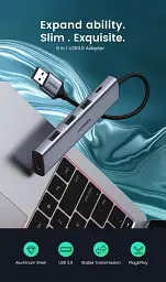 USB-хаб Ugreen CM473 USB 3.0 to 4-Port USB 3.0 Hub Space Gray (20805) - мініатюра 2