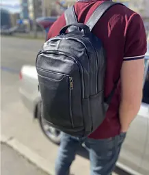 Міський чоловічий рюкзак шкіряний чорний Tiding Bag B2-03555A - мініатюра 7