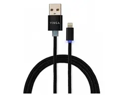 Кабель Vinga USB 2.0 AM to Lightning 1m LED black (VCPDCLLED1BK)