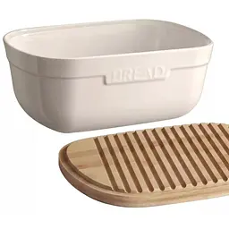Хлібниця з кришкою-дошкою Emile Henry Storage 6.8 л, 35.5x24.8x15.5 см бежева (028750) - мініатюра 3