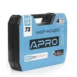 Набір насадок та інструментів Apro з тріскачкою CrV 1/4" 1/2" 90T 73 шт. 30412 - мініатюра 6