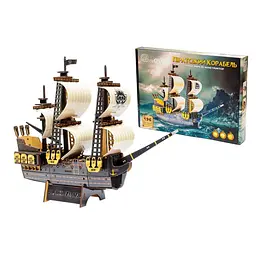 Дерев'яний 3D конструктор Піратський корабель Puz-00928, 196 деталей