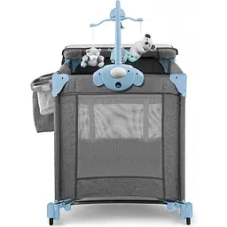 Ліжко-манеж з пеленатором Kinderkraft Joy Blue сіре з блакитним (00-00158382) - мініатюра 5