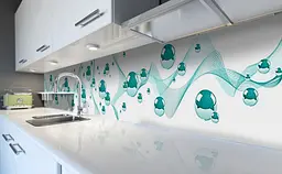 Кухонний фартух Бірюзові сфери вінілові для кухні 65х250 см Геометрія Білий Happy Pocket Z183805 - мініатюра 5