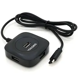 USB-Хаб Veggieg V-C240 Type-C, 4 порта USB 2.0, 20 см, Black, Box (YT-TC-V-C240)