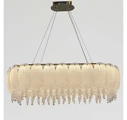 Овальна золота LED люстра Artlight 7097/80*35GD зі скляним листям та прозорим декором 110W - мініатюра 3