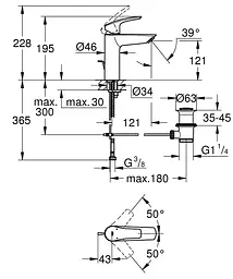 Змішувач для умивальника M-Size Grohe Eurosmart 233222433 Чорний матовий - мініатюра 4