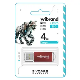 USB флеш-накопичувач Wibrand 4GB Cougar Red USB 2.0 (WI2.0/CU4P1R) - мініатюра 2