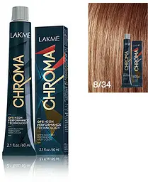 Перманентна фарба для волосся Lakme Chroma відтінок 8/34 (світлий блонд золотий) 60 мл - мініатюра 2