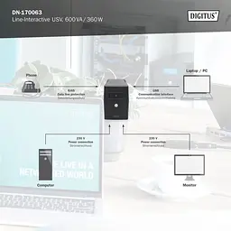 Джерело безперебійного живлення (ДБЖ) Digitus Line-Interactive 600VA (DN-170063) [109716] - мініатюра 6