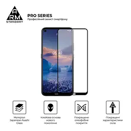 Захисне скло на Nokia 5,4 з олеофобним покриттям, Pro, повне проклеювання, антистатичний і пиловідштовхуючий шар, 9H, самоклеючеся, 2.5D, на весь екран, антистатичний клей, ArmorStandart (ARM58408) - мініатюра 2