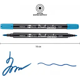 Маркер акварельний Santi Brush Marker SWB-16 синій двосторонній 6 шт. (391072) - мініатюра 3
