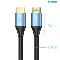 Кабель HDMI M - M, 12.0 м, V1.4, 4K 60Гц,PVC, Aluminum alloy Type синій Vention - мініатюра 3