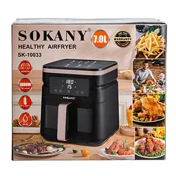 Аерофритюрниця безмасляна Sokany SK-10033 7 л електрична з сенсорним керуванням 1800 Вт - мініатюра 6