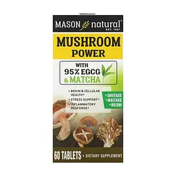 Травы Mason Natural Грибы для Здоровья мозга и клеток, Mushroom Power, 60 таблеток (MAV-18465)