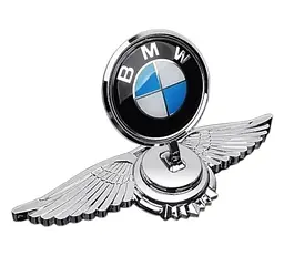 Емблема приціл BMW орлині крила метал Хром 215х70х72 мм на скотчі